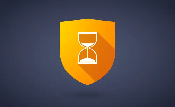 Icono de escudo de sombra largo con un reloj de arena — Vector de stock