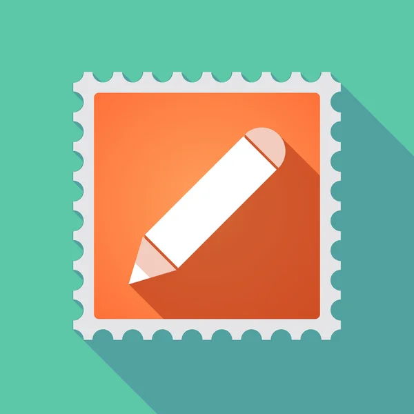 Longue icône de timbre-poste ombre avec un crayon — Image vectorielle