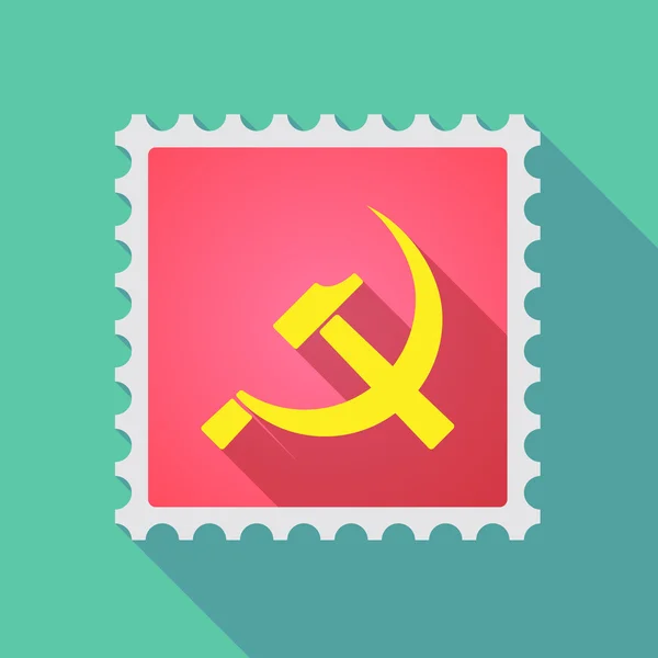 Dlouhý stín razítko ikona pošta s komunistickým symbolem — Stockový vektor