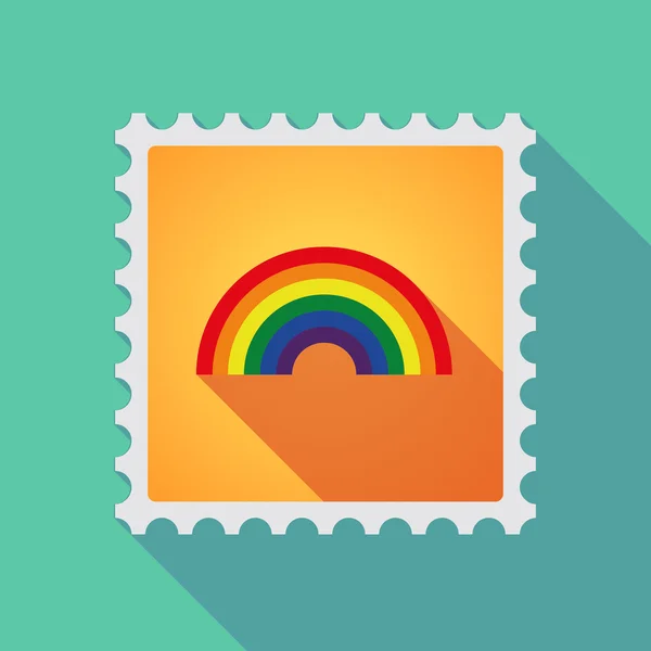 Longue icône de timbre ombre avec un arc-en-ciel — Image vectorielle