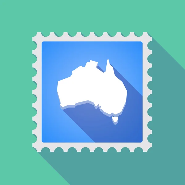长阴影邮件邮票图标与澳大利亚地图 — 图库矢量图片