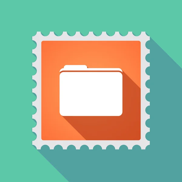 Longue icône de timbre de courrier ombre avec un dossier — Image vectorielle