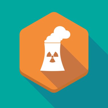 Uzun bir nükleer güç istasyonu ile gölge altıgen simgesi