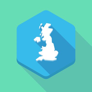 Uzun gölge altıgen simgesi bir harita İngiltere'nin 