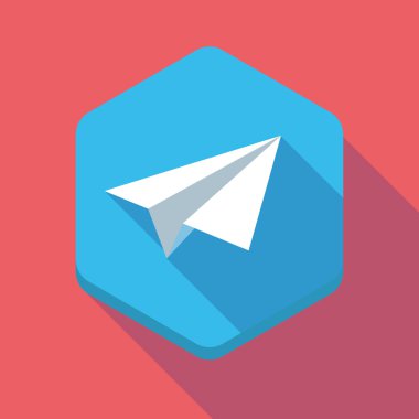 Uzun gölge altıgen simgesi ile bir kağıt uçak