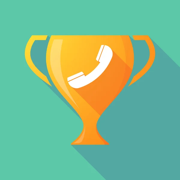 Lange schaduw trofee icoon met een telefoon — Stockvector