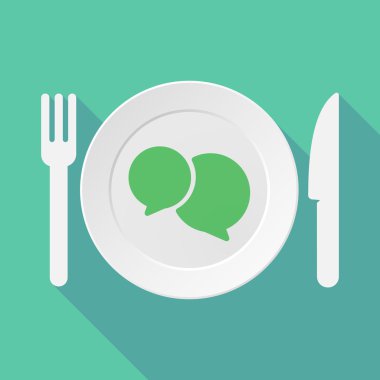 Uzun gölge sofra illüstrasyon komik balonları