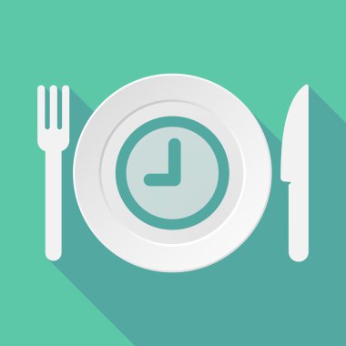 Uzun saat ile bir sofra illüstrasyon gölge