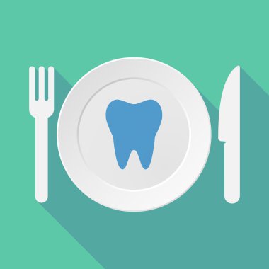 Uzun gölge sofra illüstrasyon bir diş ile