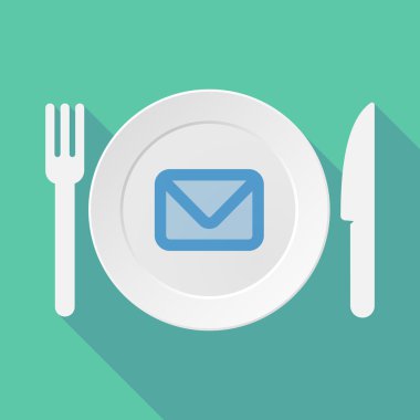 Uzun gölge sofra illüstrasyon bir zarf ile