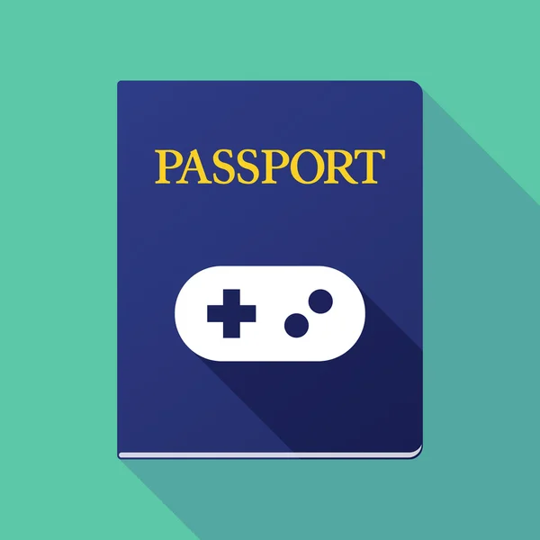 Long shadow passport with a game pad — Stock Vector