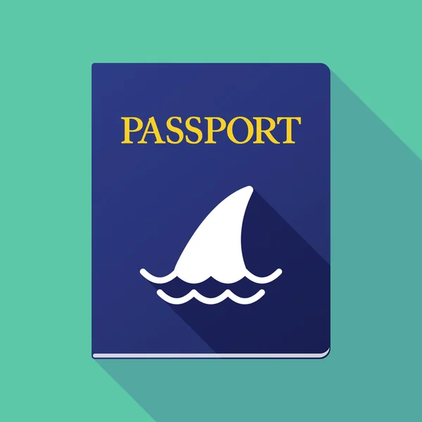 Długi cień paszport z płetwy rekina — Wektor stockowy