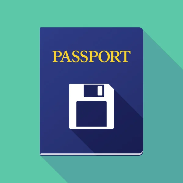 Pasaporte de sombra larga con disquete — Vector de stock