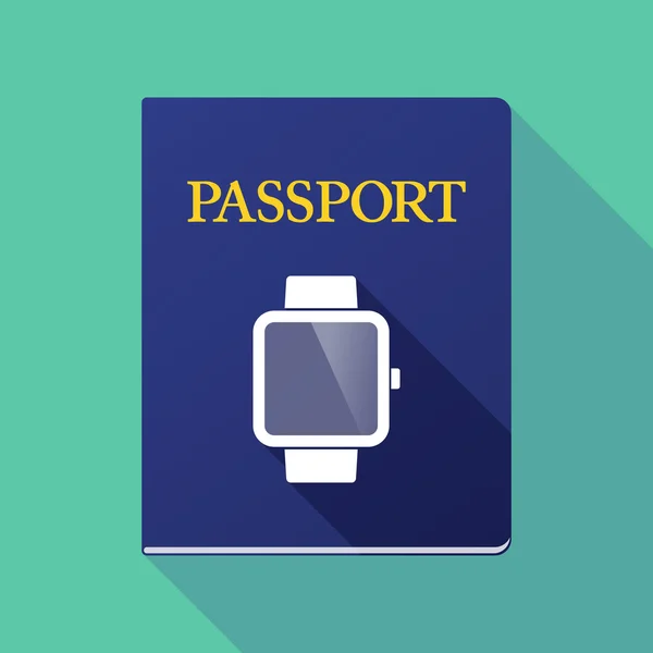 Long shadow passport with a smart watch — Stock Vector