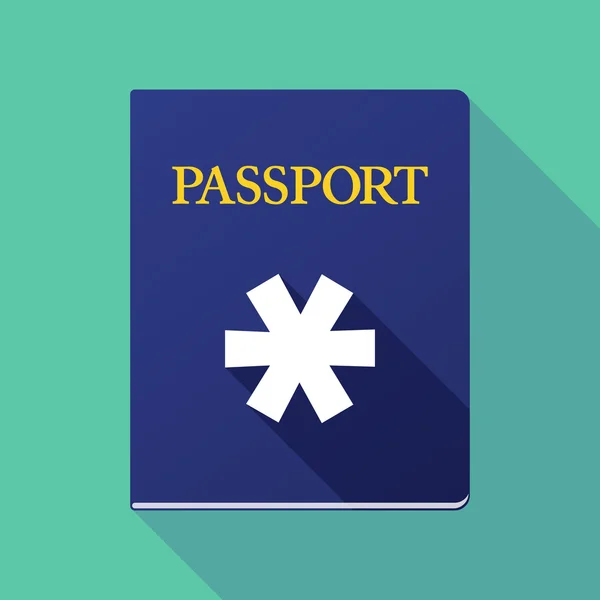 Pasaporte de sombra larga con asterisco — Vector de stock