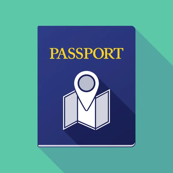 Passeport ombre longue avec une carte — Image vectorielle