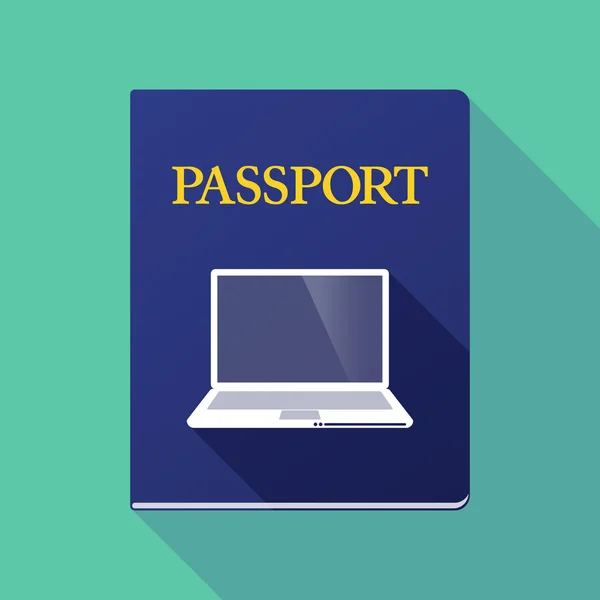 ノート パソコンで長い影パスポート — ストックベクタ