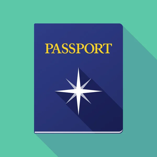Long shadow passport with a sparkle — Stock Vector