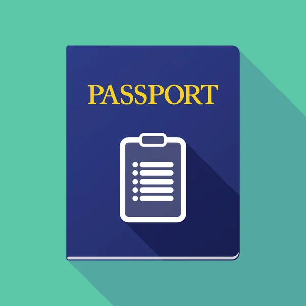 Long shadow passport with a report — Stock Vector