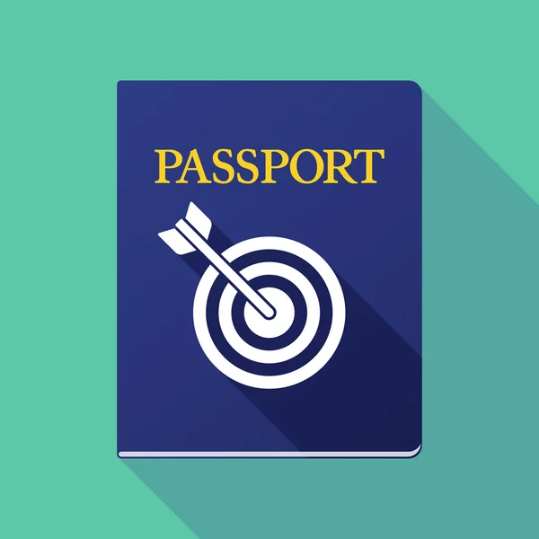 Long shadow passport with a dart board — Stock Vector