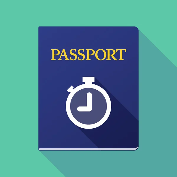 Long shadow passport with a timer — Stock Vector