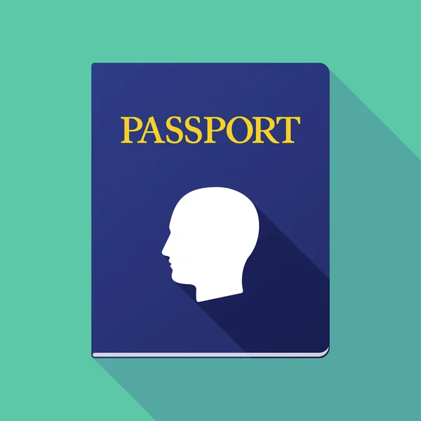 Long shadow passport with a male head — Stock Vector