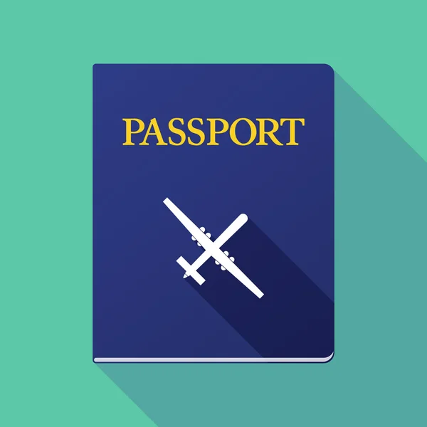 Passeport ombre long avec drone de guerre — Image vectorielle