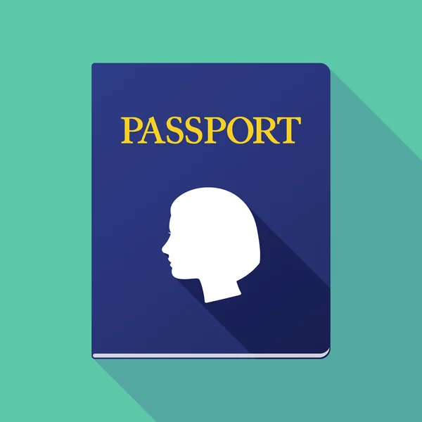 Long shadow passport with a female head — Stock Vector