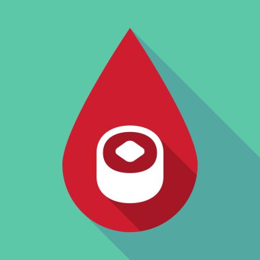 Uzun gölge kan damlası suşi bir parça ile