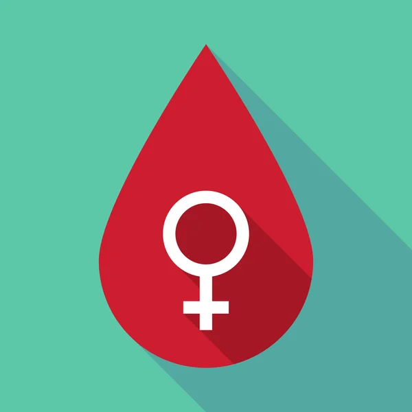 Långa skugga blod droppe med en kvinnlig skylt — Stock vektor