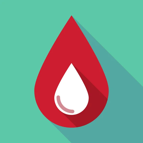 Caída de sangre de sombra larga con una gota de sangre — Vector de stock