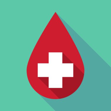 Uzun gölge kan damlası eczane işaretiyle