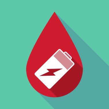 Uzun gölge kan damlası bir batarya ile