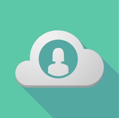 Uzun gölge bulut simgesi bir kadın avatar ile