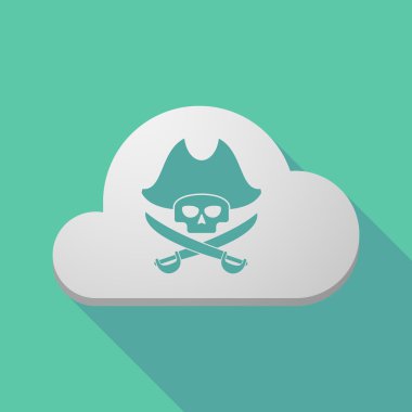 Uzun bir korsan kafatası ile gölge bulut simgesi