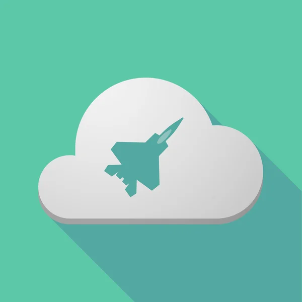 Lange schaduw wolk pictogram met een bestrijding vliegtuig — Stockvector