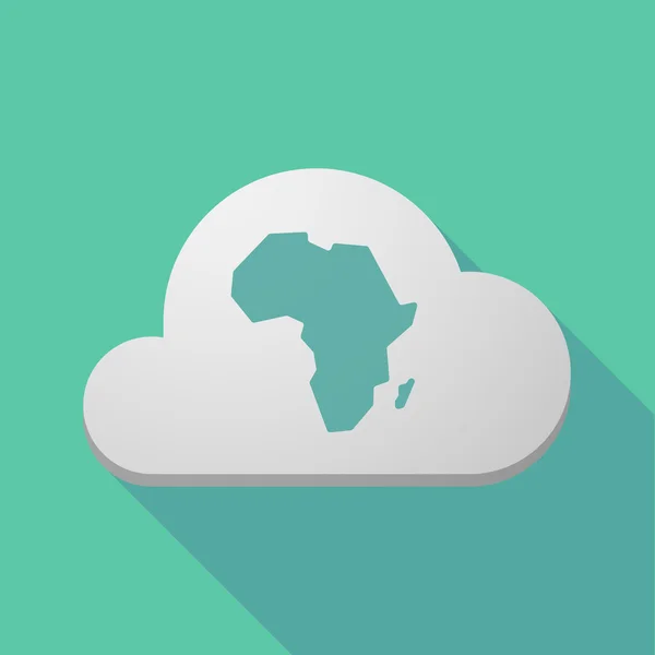 Lange schaduw wolk icoon met een kaart van het Afrikaanse continent — Stockvector