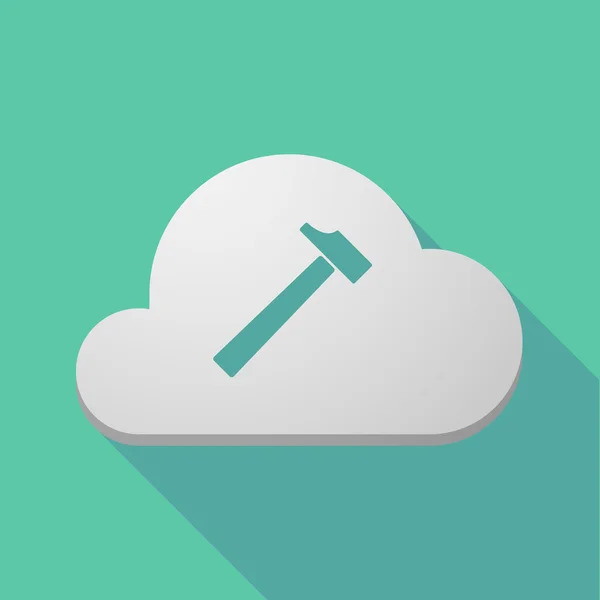 Lange schaduw wolk pictogram met een hamer — Stockvector
