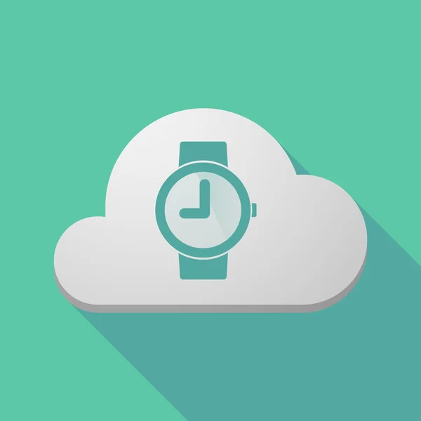 Icono de nube de sombra larga con un reloj de pulsera — Archivo Imágenes Vectoriales