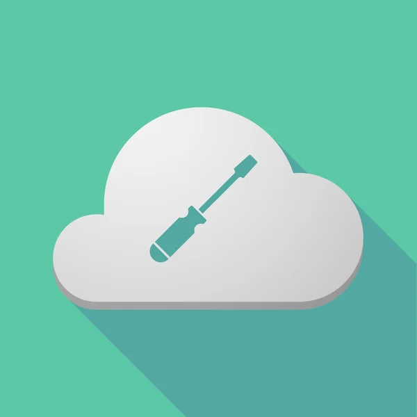 Lange schaduw wolk pictogram met een schroevendraaier — Stockvector