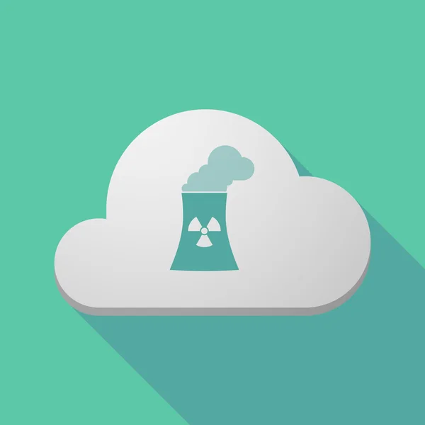 Långa skugga moln ikon med ett kärnkraftverk — Stock vektor