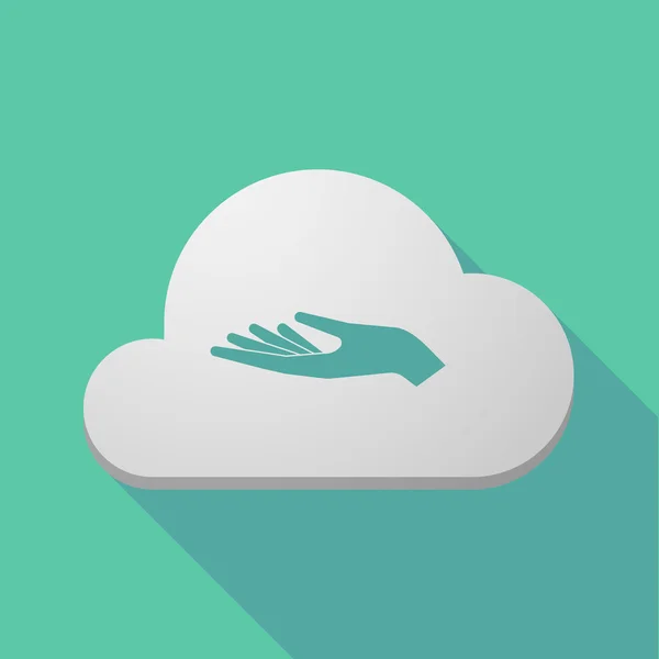 Lange schaduw wolk pictogram met een hand-aanbod — Stockvector