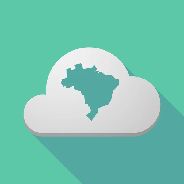 Icono de nube de sombra larga con un mapa de Brasil — Archivo Imágenes Vectoriales