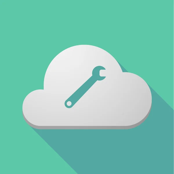 Lange schaduw wolk icoon met een spanner — Stockvector