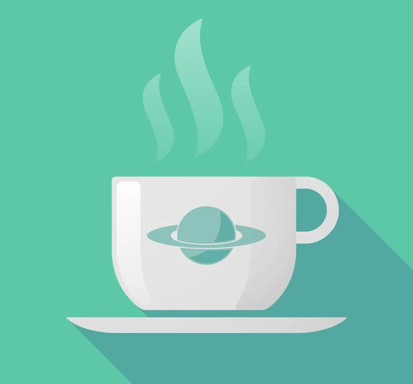 Longue tasse d'ombre de café avec la planète Saturne — Image vectorielle