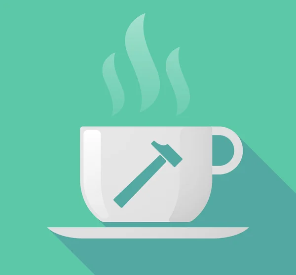 Longue tasse d'ombre de café avec un marteau — Image vectorielle
