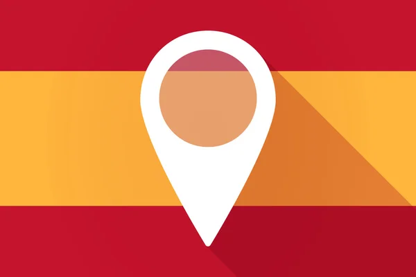 Espanha bandeira de sombra longa com uma marca de mapa — Vetor de Stock