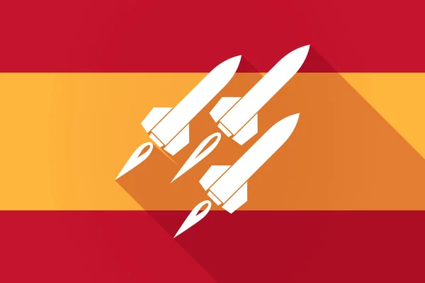 España bandera de sombra larga con misiles — Vector de stock