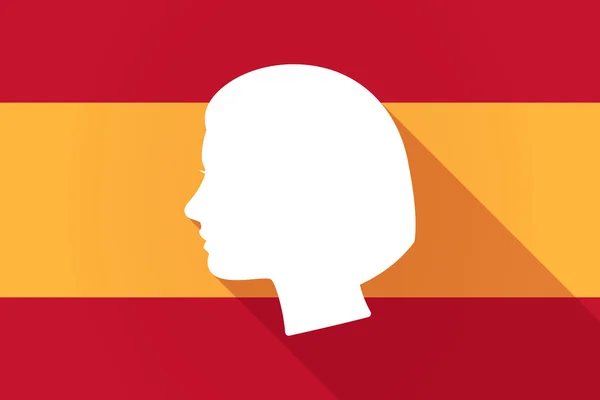 Bandera de sombra larga de España con cabeza femenina — Vector de stock