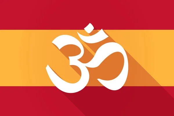 Bandera de sombra larga de España con signo om — Vector de stock